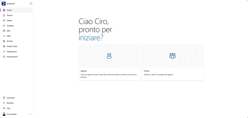 EnterpriseClaw chatbot AI SynapseX per prenotazioni e assistenza clienti
